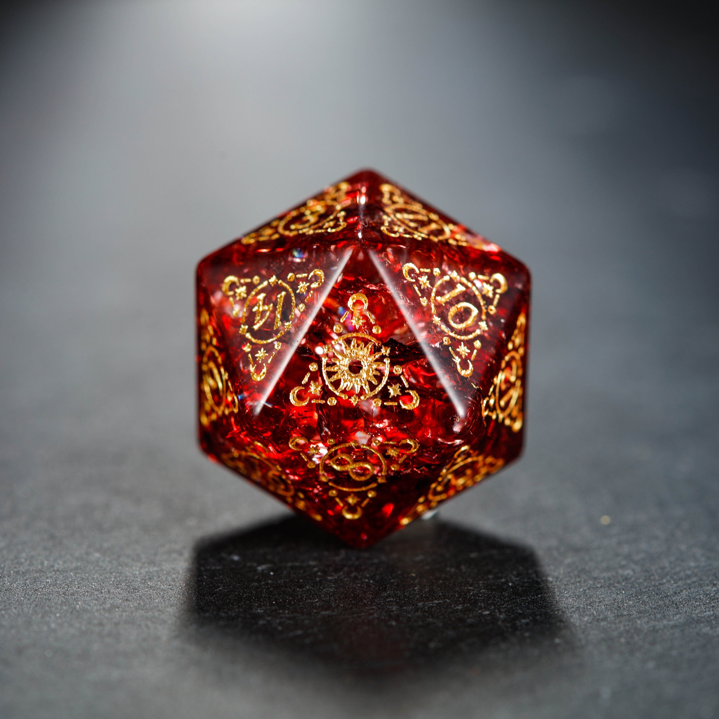 Red Lightning Glass Cracked Glass Dnd Dice Set Astrology Motif Etsy