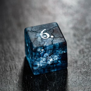 Raised Dark Blue Lightning Glass Dice Set image 3