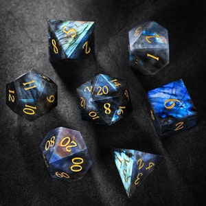 Labradorite Gemstone Dice Set