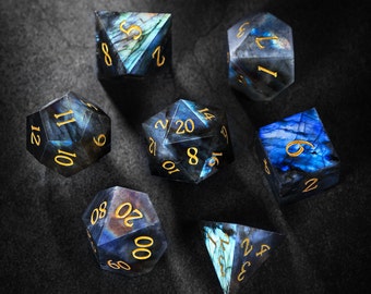 Labradorite Gemstone Dice Set