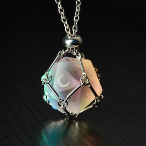 Raised Fantastic Glass Moon Dice Set D20 Necklace