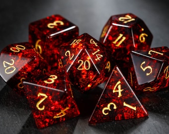 Red Lightning Glass Dice Set