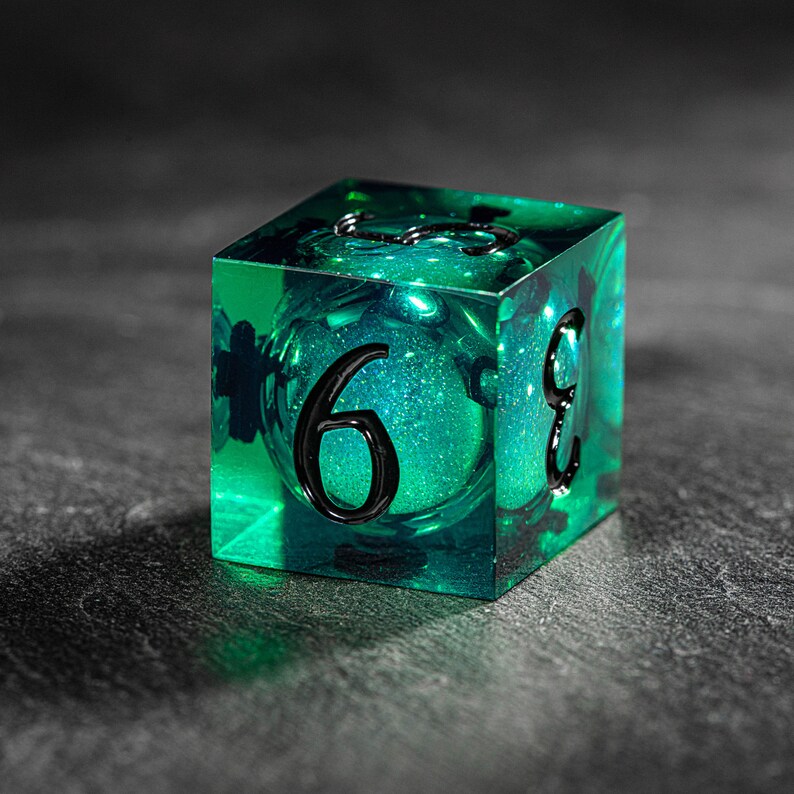 Green Liquid Core Galaxy Dice F Word Dice Set image 3