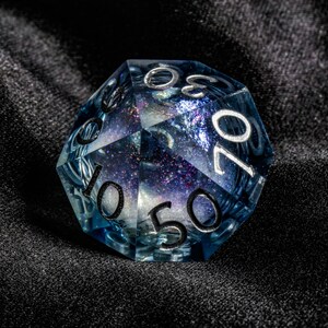 Dark Blue Liquid Core Galaxy Dice Moon Dice Set image 4