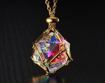 Fantastique collier D20 en verre avec dés