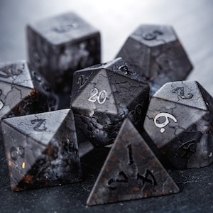 Raised Black Lightning Glass Dice Set