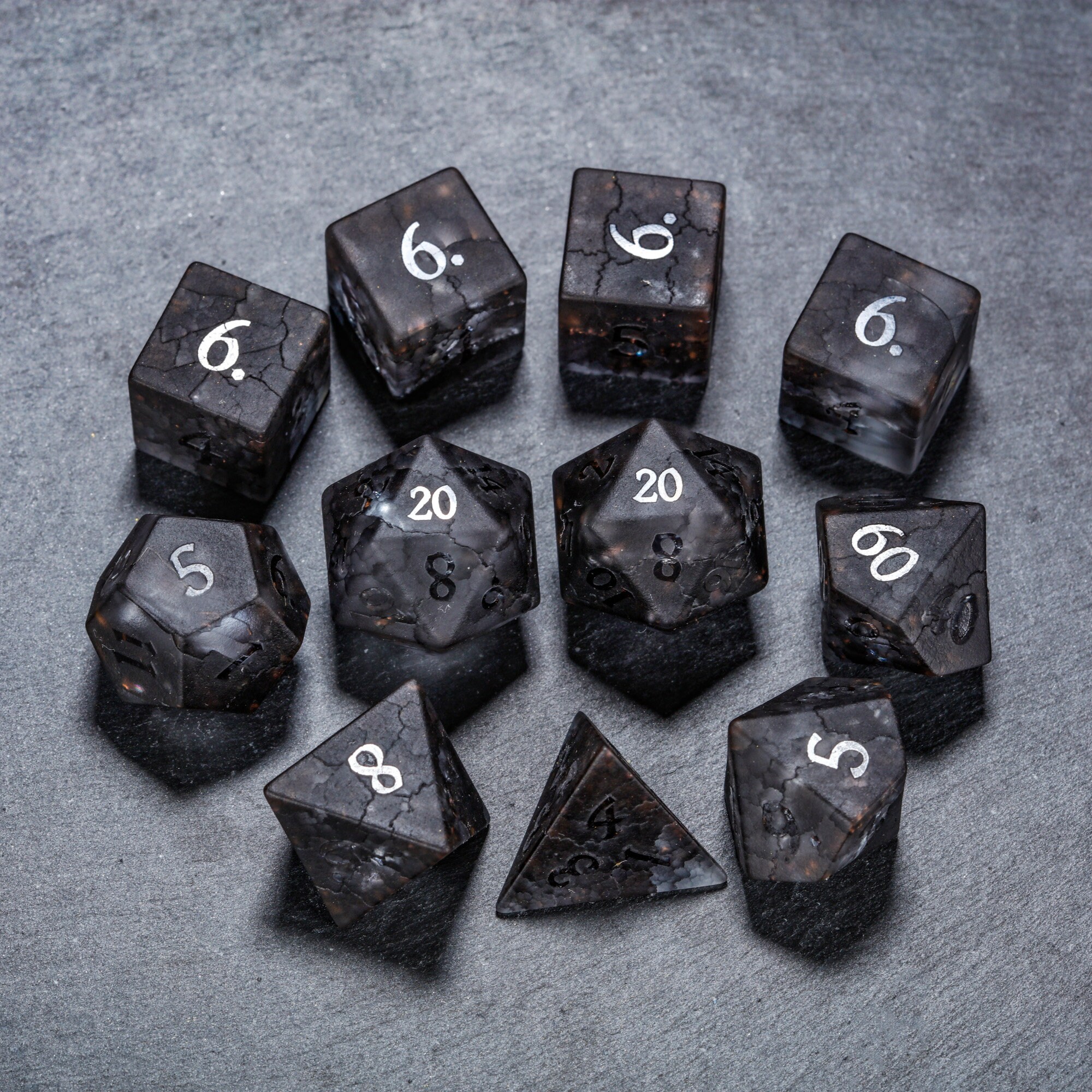 Raised Black Lightning Glass Dice Set Etsy UK