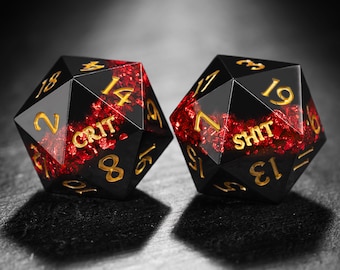 Juego de dados críticos de oropel rojo