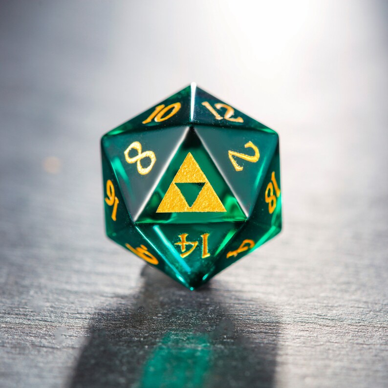 Green Glass Dnd Dice Set All Triforce Dice Etsy