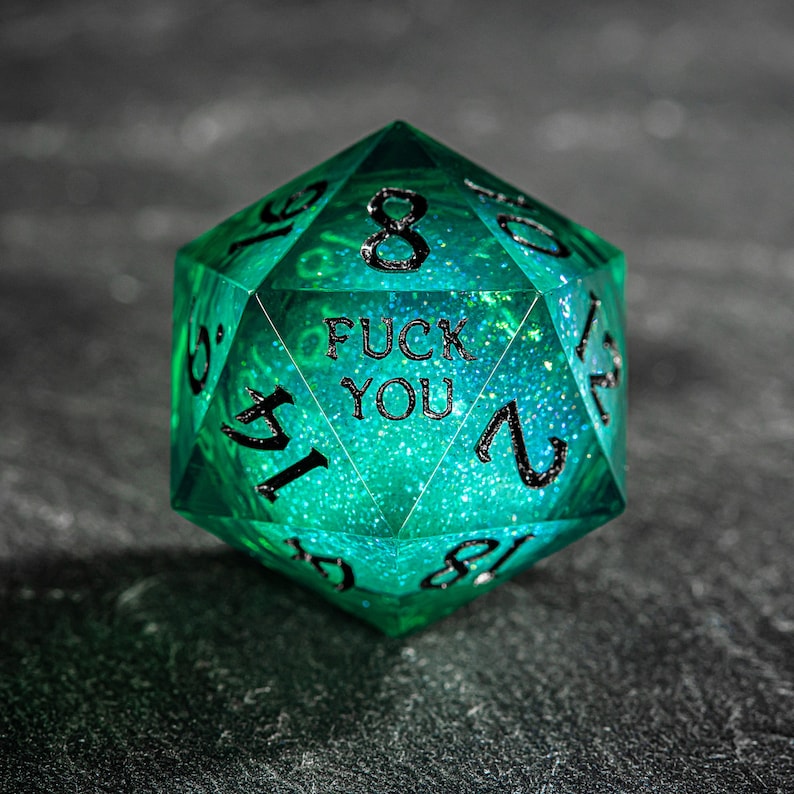 Green Liquid Core Galaxy Dice F Word Dice Set image 2