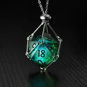 Green Liquid Core Galaxy Dice F Word Dice Set D20 Necklace