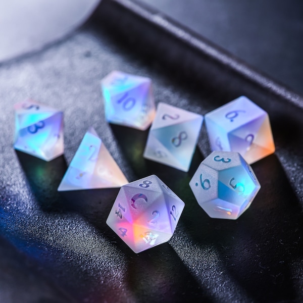 Raised Fantastic Glass Moon Dice Set