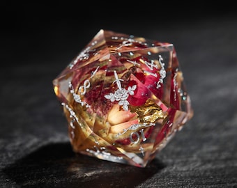 Rose Bud Glitter Rogue Rose Motif Dice Set