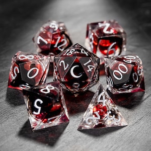 Blood Red Liquid Core Moon Dice Set