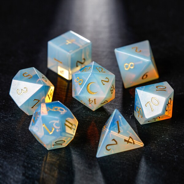 Opalite Gemstone Moon Dice Set