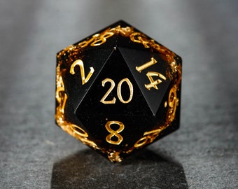 Black Goldleaf Dice Chonk D20