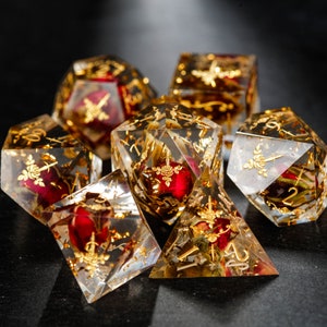 Rose Bud Glitter Rogue Rose Motif Dice Set