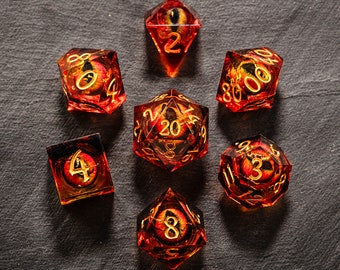 Floating Fire Pupil Dragon's Eye Liquid Core Dice Set