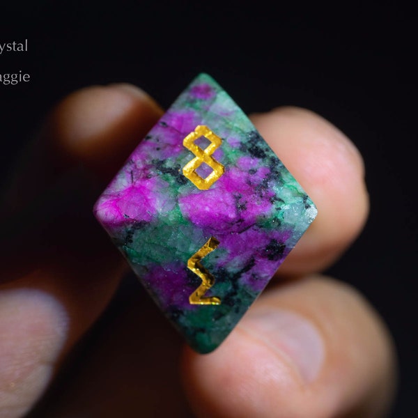 Ruby in Zoisite Gemstone DnD Dice Set All Number Edition
