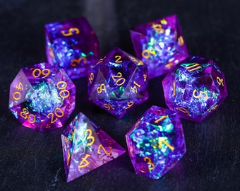 Purple Glitter Galaxy Dice Set