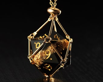 Black Goldleaf D20 Necklace