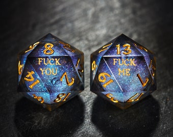 Dark Blue Liquid Core Galaxy Dice F Word Dice Set