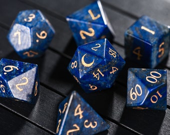 Jeu de dés lune avec pierres précieuses en lapis lazuli