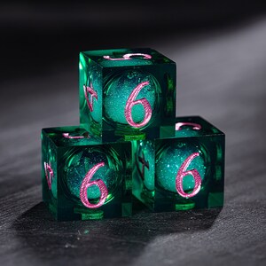 Green Liquid Core Galaxy Dice D6