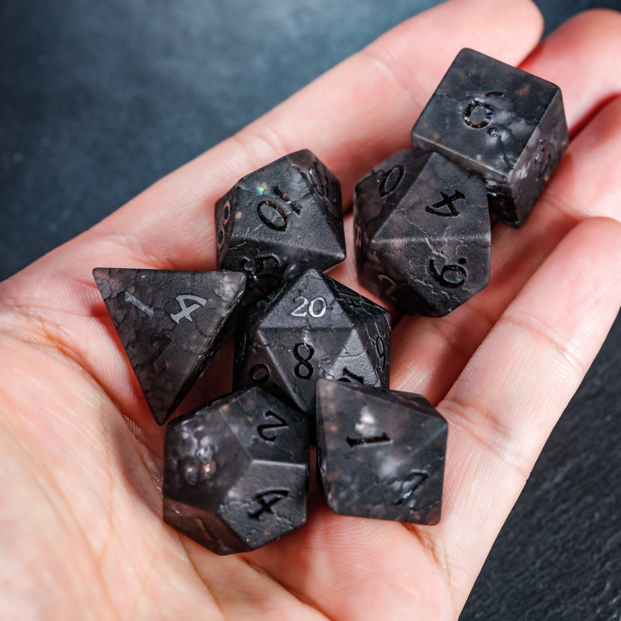 Raised Black Lightning Glass Dice Set Etsy UK