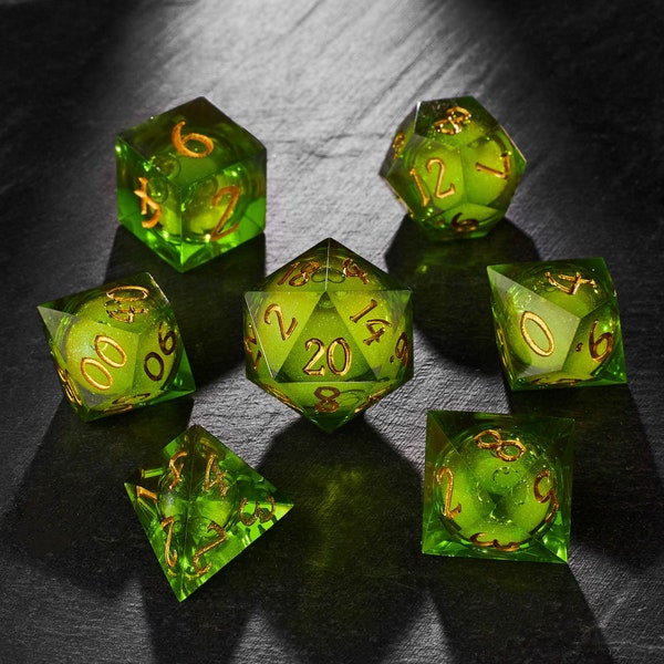 Green Liquid Core Dice Set