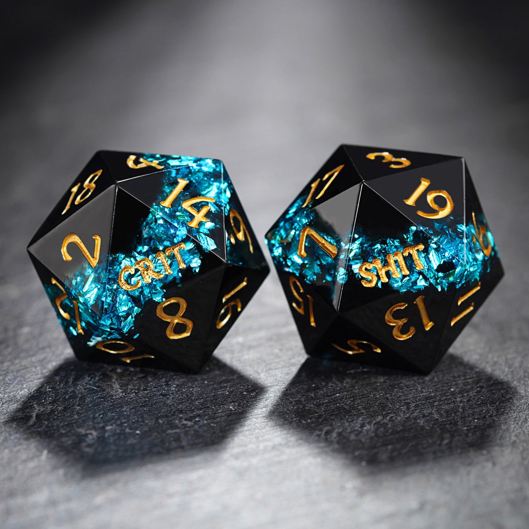 Blue Tinsel Crit Dice Set Etsy