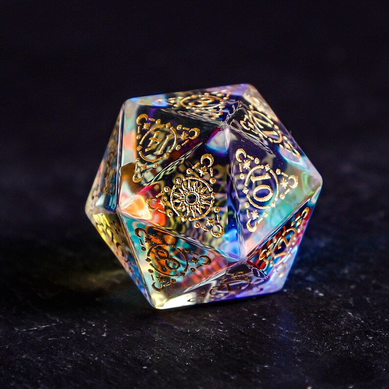 Fantastic Glass Dice Set Dnd Dice Set Astrology Motif Etsy
