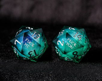 Green Liquid Core Galaxy Dice F Word Dice Set