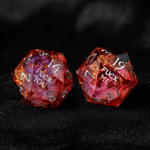 Red Glitter Liquid Core F Word Dice Set