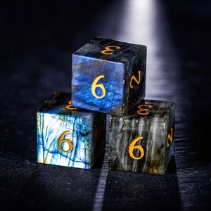 Labradorite Gemstone Dice Set D6 x 3