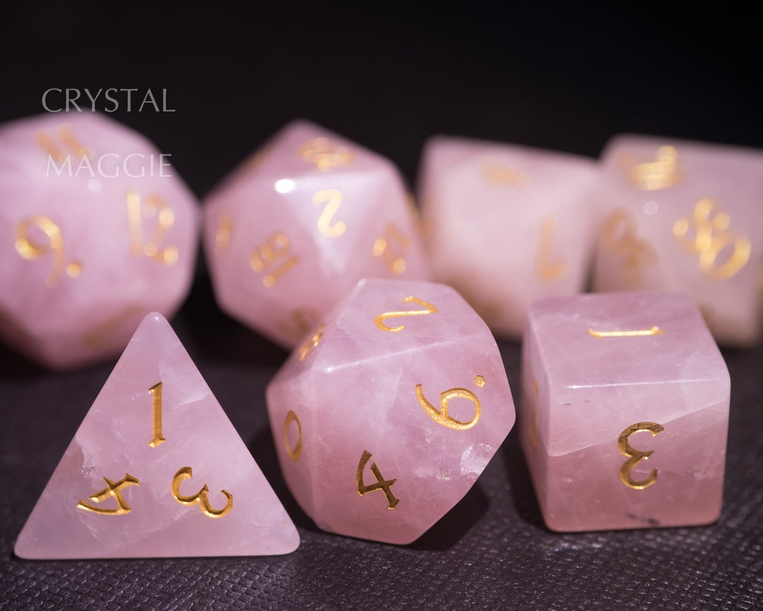 Rose Quartz Gemstone Dice Set Etsy