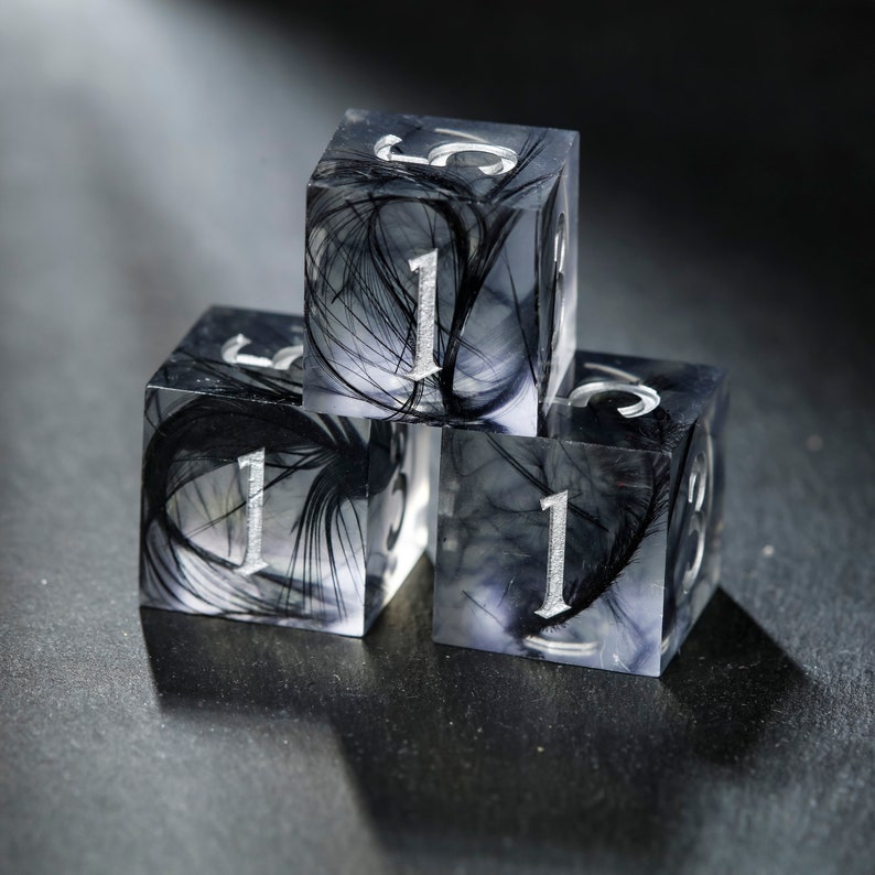 Black Feather Dice Set D6 x 3