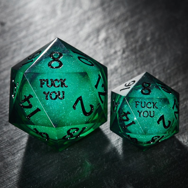 Green Liquid Core Galaxy Dice F Word Dice Set image 6