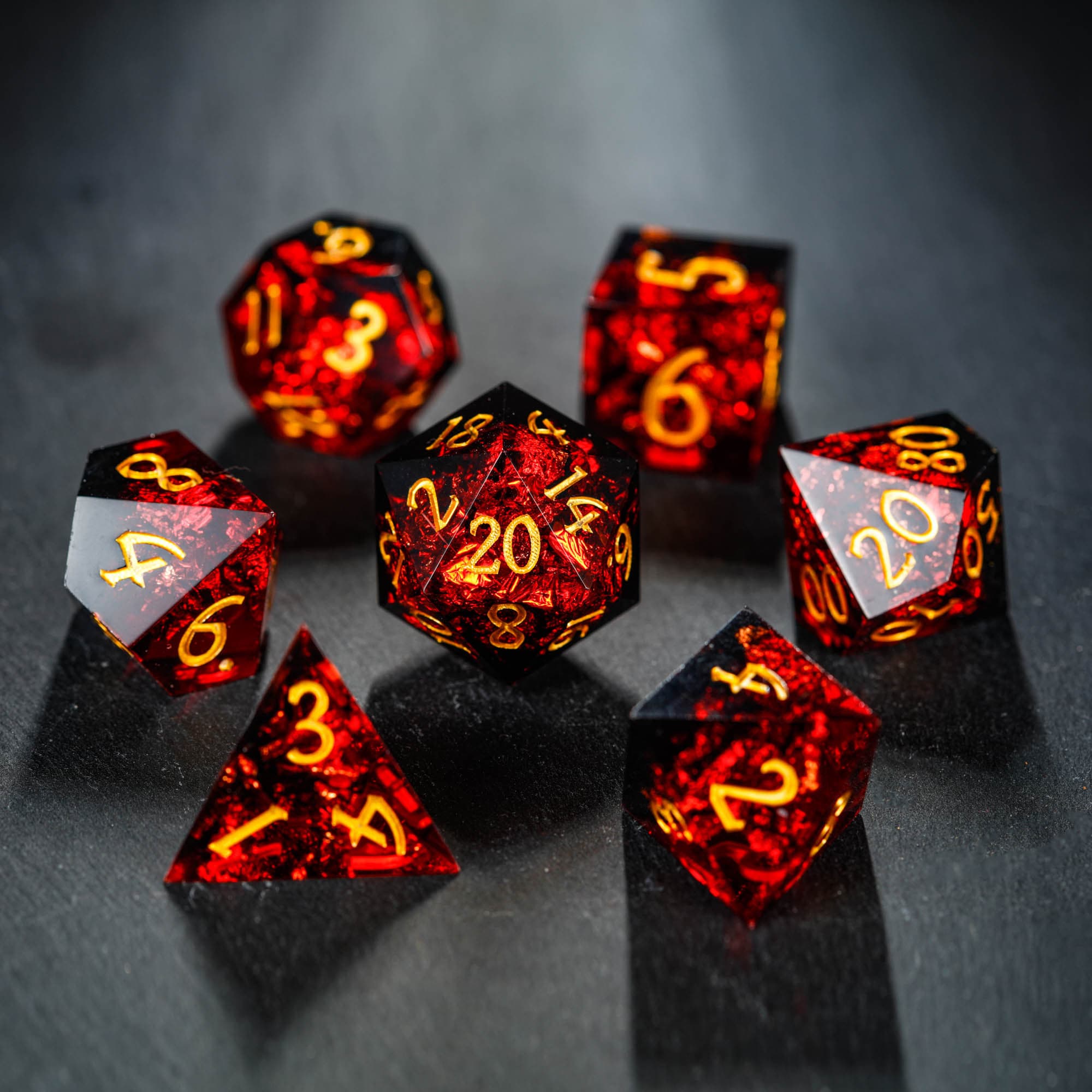 Black Red Resin Dice Set - Etsy