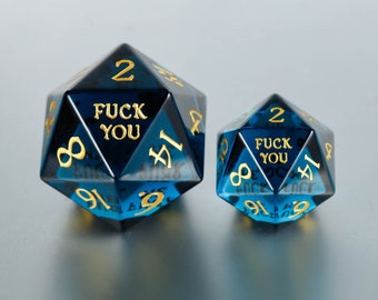 Dark Blue Glass F Word Dice Set