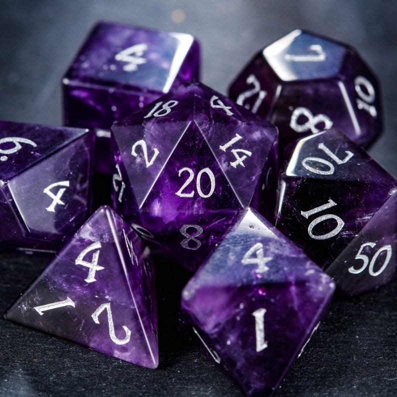 Amethyst Gemstone Dice Set image 2