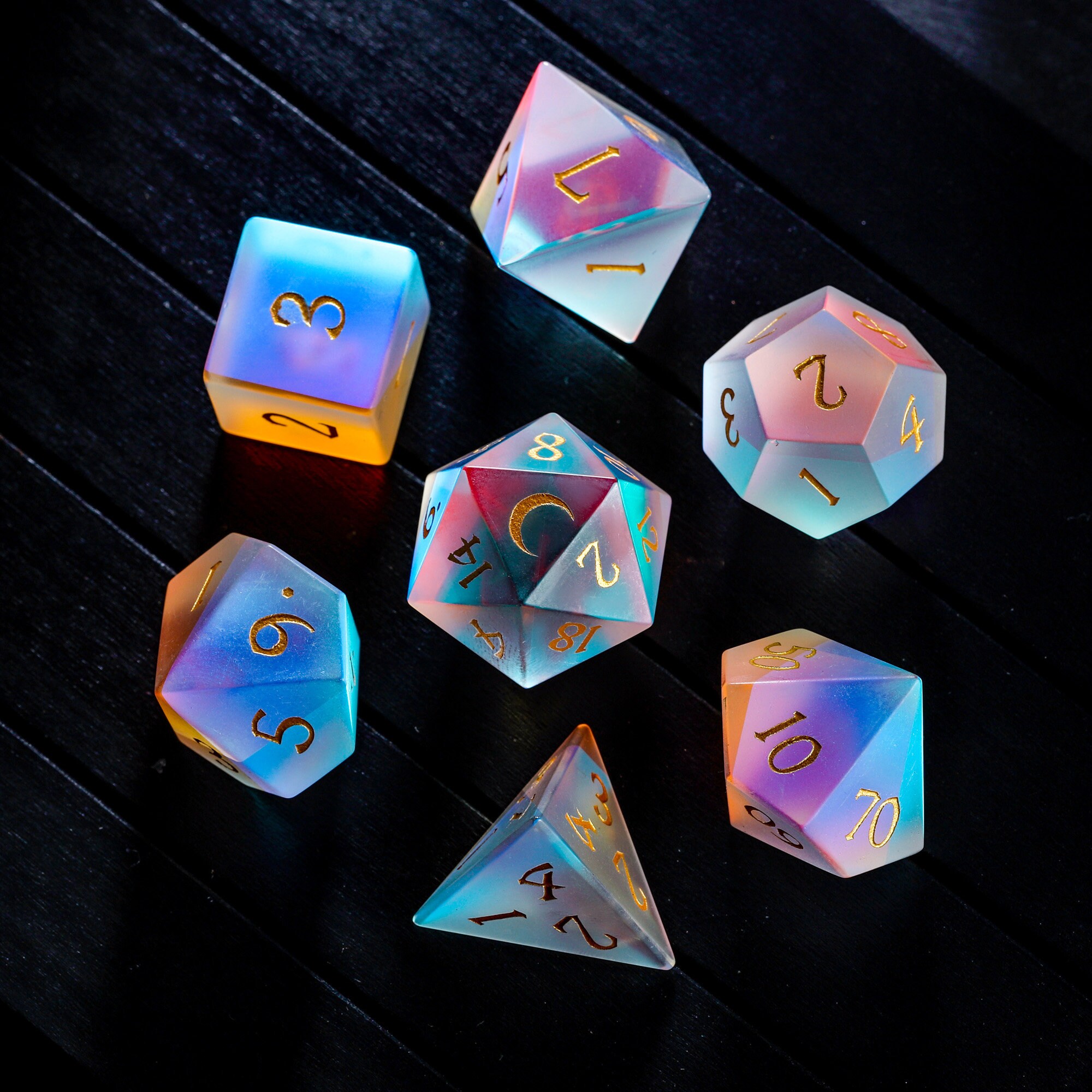 Frosted Fantastic Glass DnD Dice Set Moon Dice Etsy