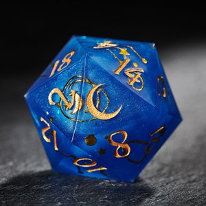 Jeu de dés astrologie lune bleu saphir Only D20