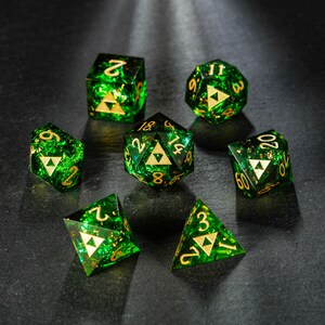 Dark Green Glitter All Zelda Dice Set image 4