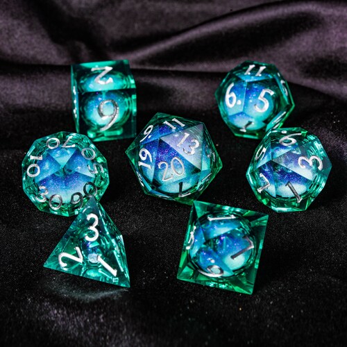 Green Liquid Core Resin Dnd D&D Dice Set Etsy Canada