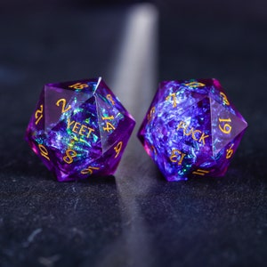 Purple Glitter Galaxy Dice YEET Dice Set