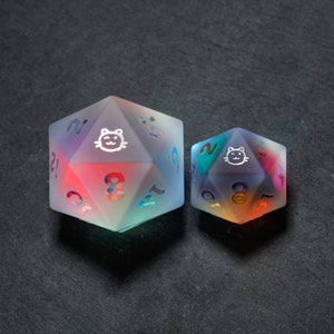 Erhöhte Fantastische Glas Katzen Würfel Set Chonk D20