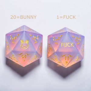 Pink Opalite Gemstone Antler Moon Motif Bunny Fck Dice Set image 6