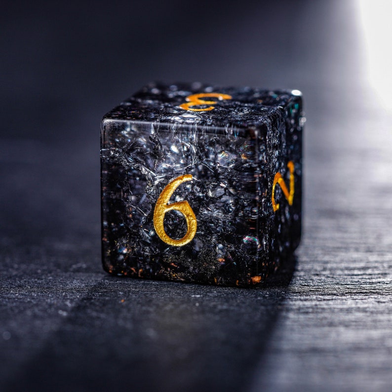 Black Lightning Glass Dice D6 Etsy