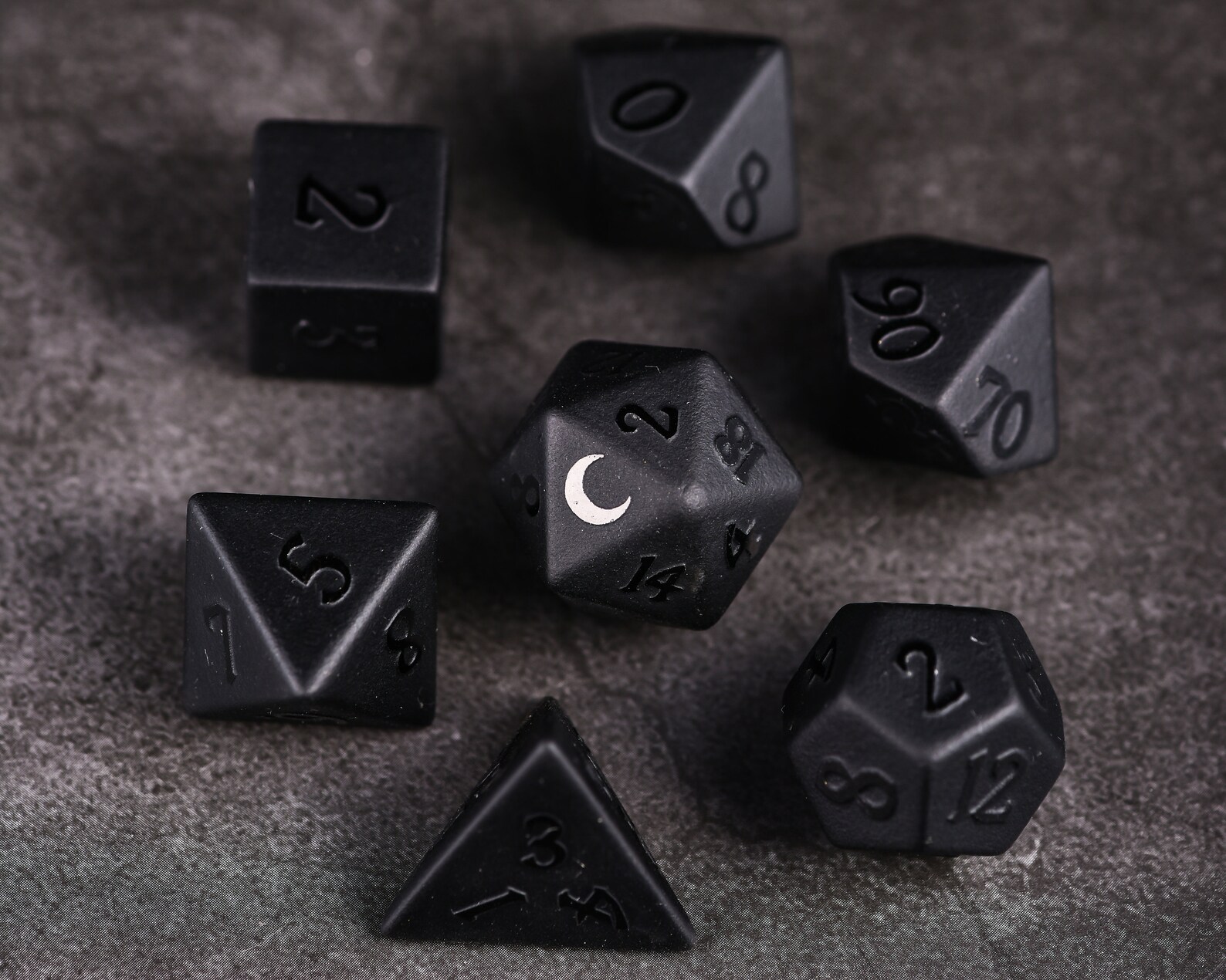 Raised Obsidian Gemstone Dnd Dice Set Moon Dice Etsy Canada